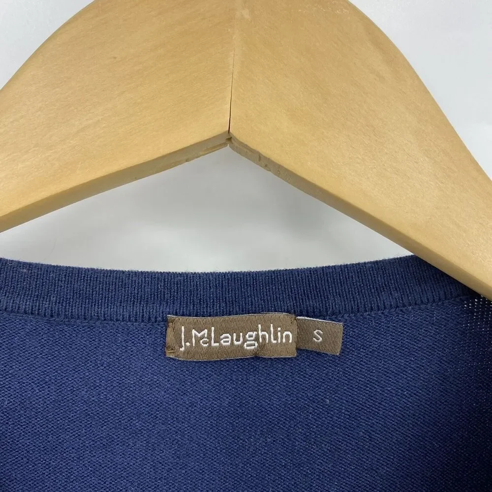 J McLaughlin Sweater Size Small Womens Navy Gray Yellow Knit Striped Color Block - Picture 4 of 7